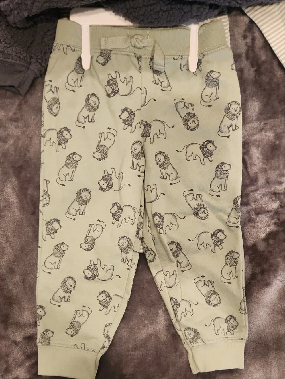 Carter's Light Green Striped Bodysuit with Lion Print Pants And Jacket